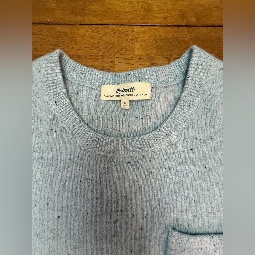 Madewell Cashmere Light Blue Tee L - Picture 2 of 4